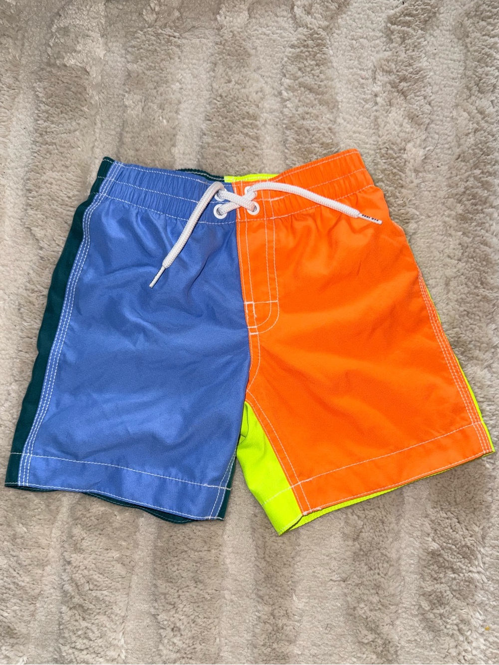 GAP Boys Colorblock Swim Trunks - Blue, Orange & Neon Yellow